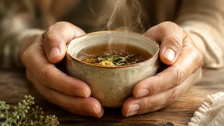 Infusion tenue entre les mains